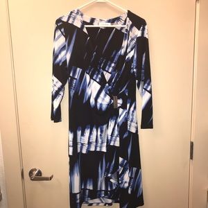 Black & Blue Calvin Klein Faux Wrap Dress